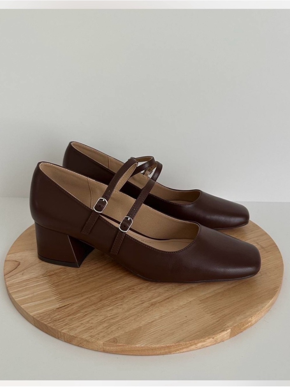 Journee Collection Brown Double-Strap Mary Jane Block Heels Size:10